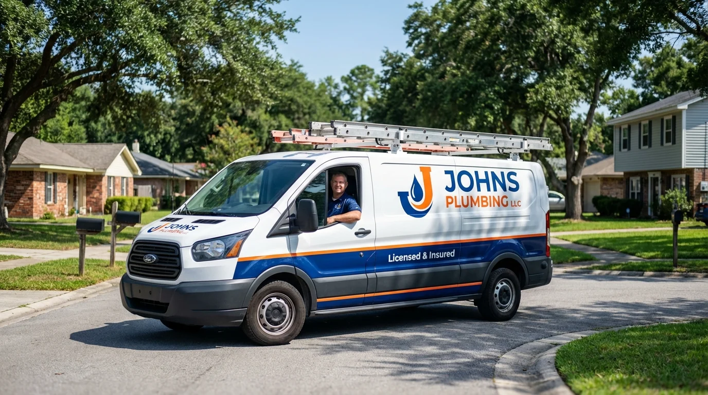 Johns Plumbing LLC service van in Rushville, IN