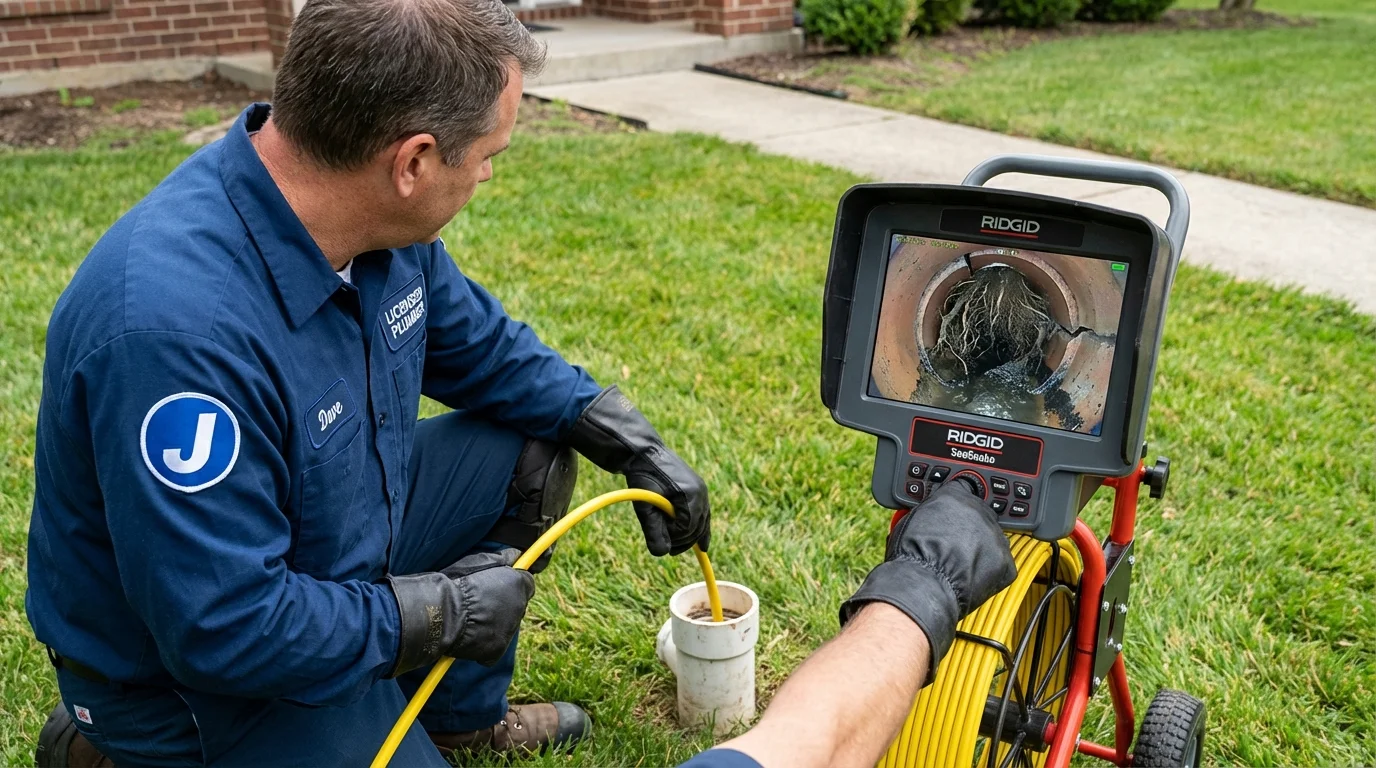 Sewer camera inspection being performed by Johns Plumbing LLC in Rushville